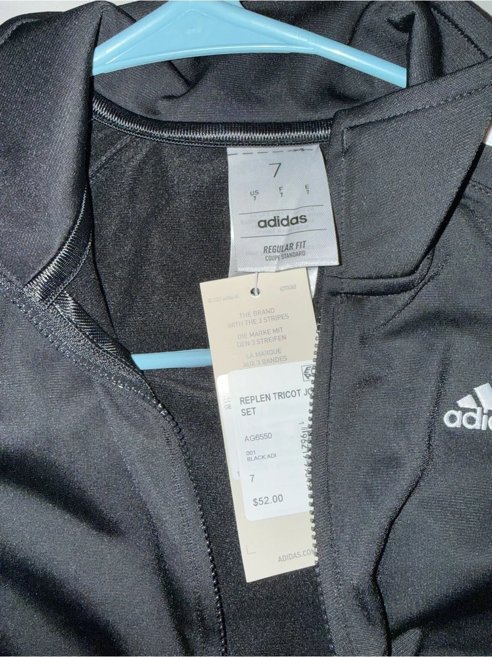 adidas Black Track Jacket with White Stripe Accents